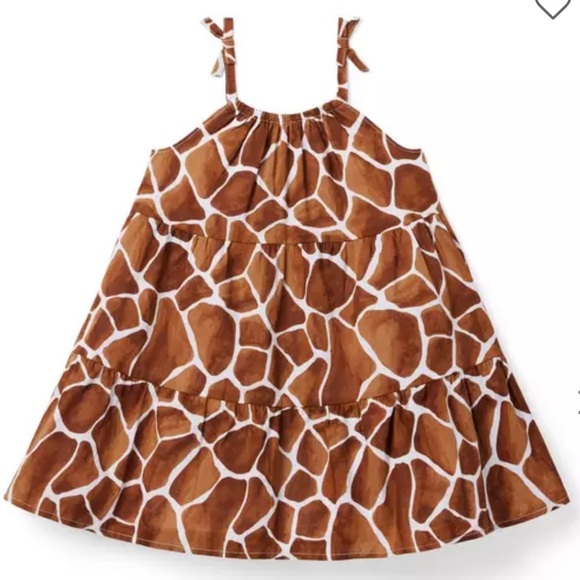 Janie & Jack Infant Toddler Wanderer Sundress Cover Up Giraffe Brown 6-12 Months - Picture 2 of 6